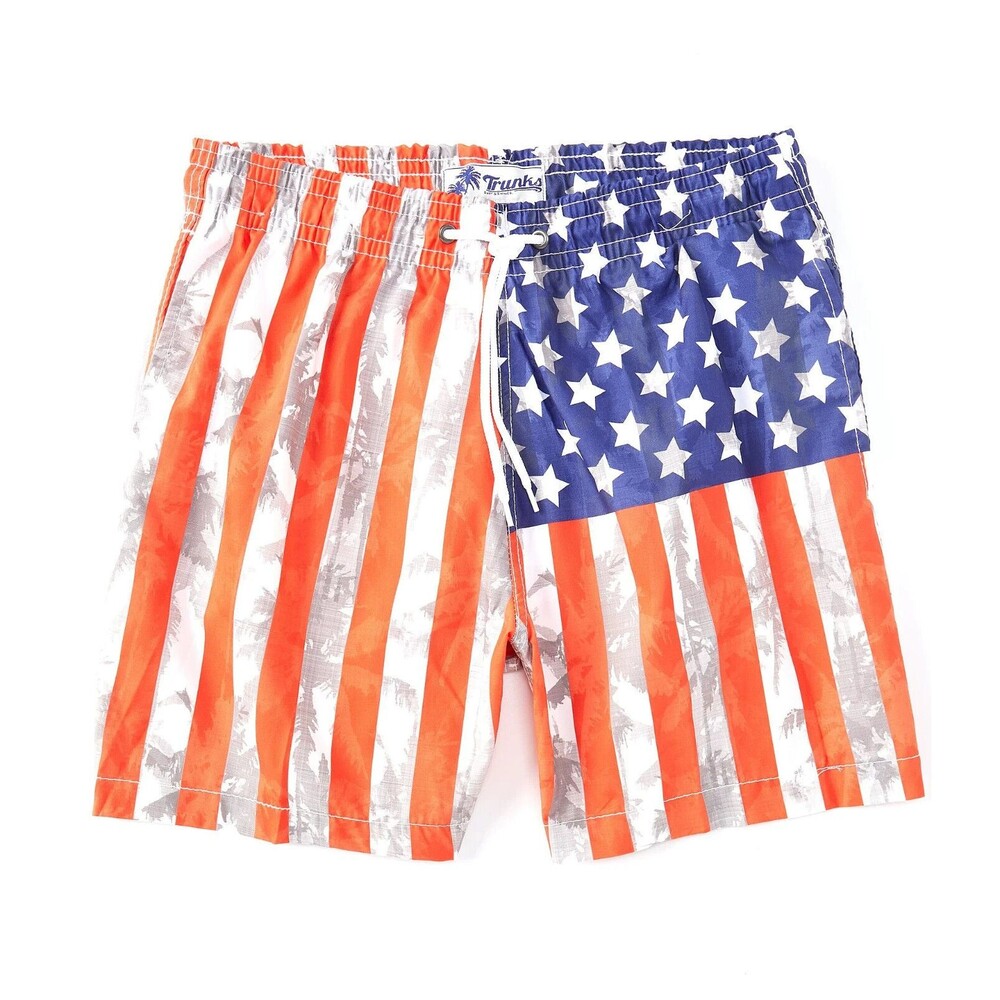 Trunks Surf & Swim Co. Swim Trunks, Sano Printed 6.5" Inseam, USA Flag - Men's S
